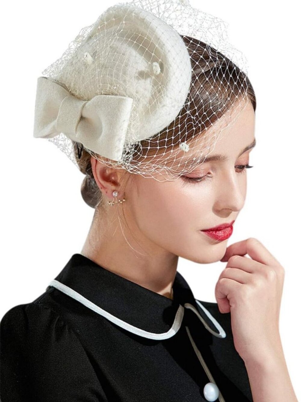 Vintage Wool Felt Pillbox Hat for Ladies - Church Derby Winter Fascinator with